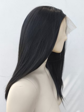 Peruka na co dzień lace front czarna gęsta termoodporna LF004