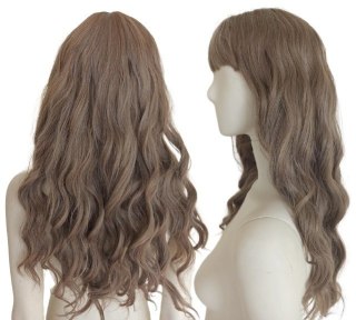Peruka naturalny ciemny blond z grzywką loki fale PK089