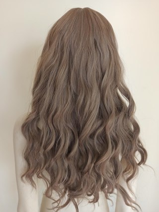 Peruka naturalny ciemny blond z grzywką loki fale PK089