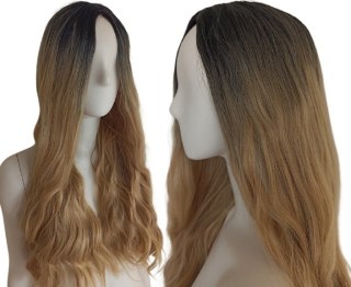 Peruka naturalny ciemny ciepły złoty blond fale PK061