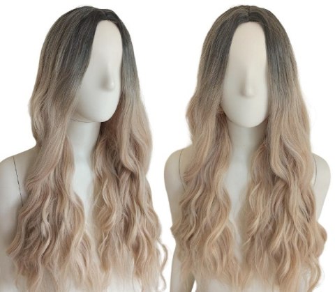 Peruka naturalny ciepły złoty blond falowana loki PK066