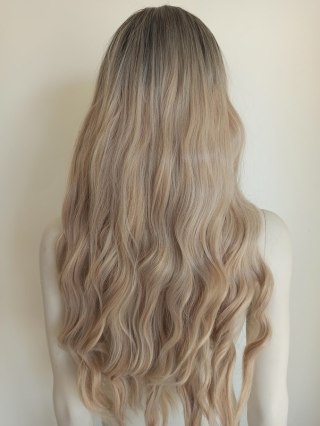 Peruka naturalny ciepły złoty blond falowana loki PK066
