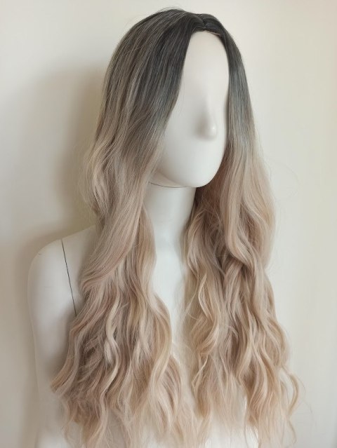 Peruka naturalny ciepły złoty blond falowana loki PK066