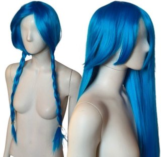 Peruka niebieska z grzywką cosplay Jinx LOL PK053