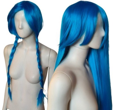 Peruka niebieska z grzywką cosplay Jinx LOL PK053