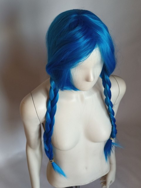 Peruka niebieska z grzywką cosplay Jinx LOL PK053