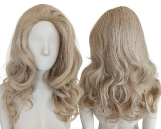 Peruka platynowy jasny blond bez grzywki loki fale draq queen PK040