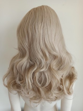 Peruka platynowy jasny blond bez grzywki loki fale draq queen PK040