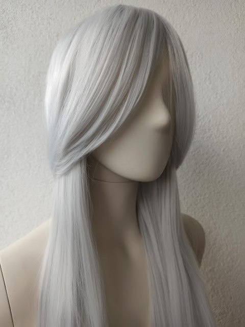 Peruka szara Ciri cosplay siwa proste długie włosy PK005