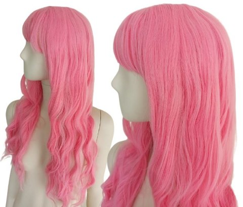 Peruka z prostą grzywką różowa Barbie cosplay fale PK086