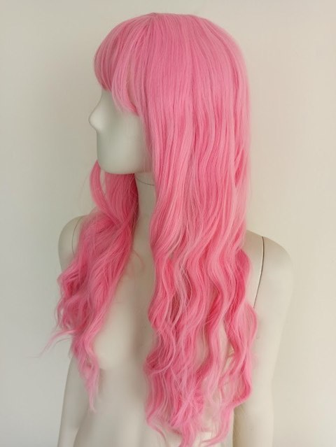 Peruka z prostą grzywką różowa Barbie cosplay fale PK086