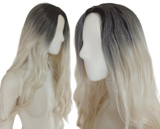 Peruka z przedziałkiem ombre jasny platynowy blond PK062