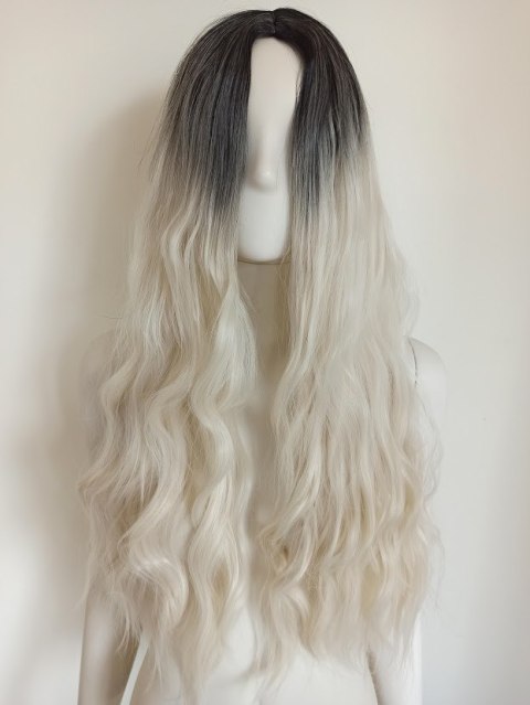Peruka z przedziałkiem ombre jasny platynowy blond PK062