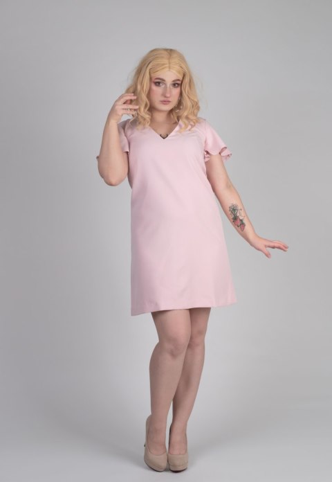 Sukienka trapezowa pudrowy róż TESSA