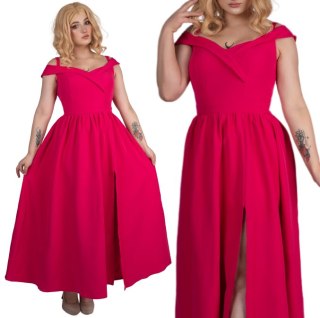 Sukienka z rozcięciem długa fuksja magenta maxi DONATELLA