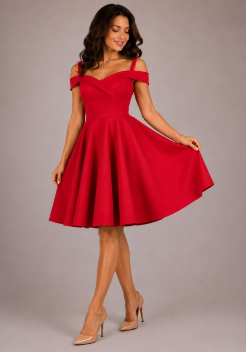 Czerwona sukienka hiszpanka pin-up midi BELLA