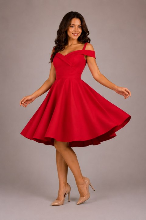 Czerwona sukienka hiszpanka pin-up midi BELLA