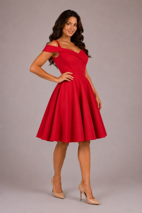 Czerwona sukienka hiszpanka pin-up midi BELLA