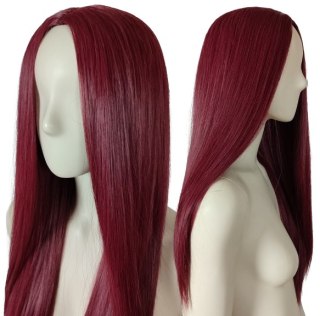 Peruka bez grzywki bordowa ciemnoczerwona prosta cosplay PK095