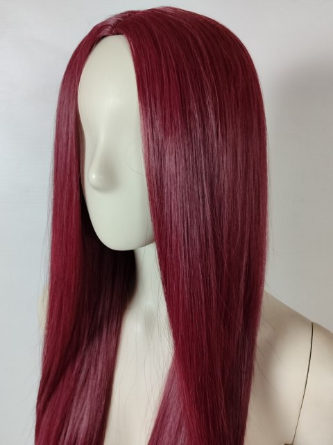 Peruka bez grzywki bordowa ciemnoczerwona prosta cosplay PK095