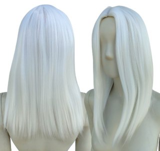 Peruka biała long bob bez grzywki białe włosy PK160