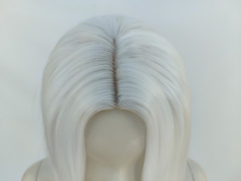 Peruka biała long bob bez grzywki białe włosy PK160
