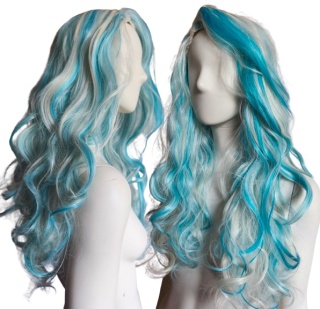 Peruka blond i turkusowa Lagoona Blue loki fale cosplay Monster High