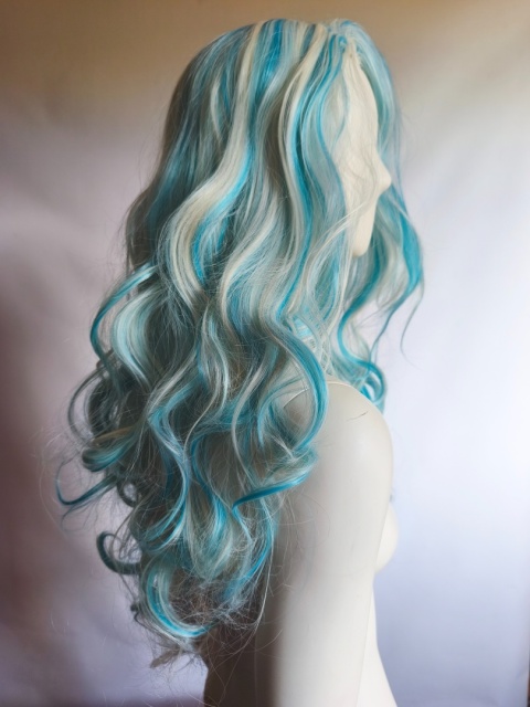 Peruka blond i turkusowa Lagoona Blue loki fale cosplay Monster High