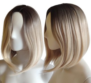 Peruka bob jasny blond ombre bez grzywki na co dzień do ramion PK163