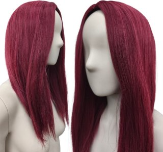 Peruka bordowa longbob do ramion bez grzywki cosplay czerwona PK164