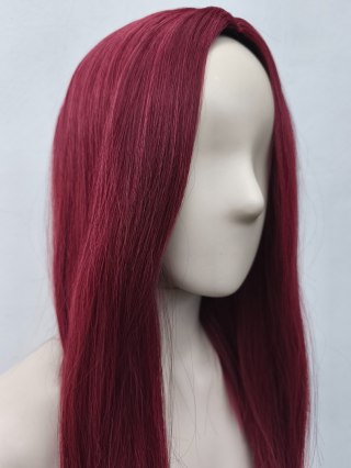 Peruka bordowa longbob do ramion bez grzywki cosplay czerwona PK164