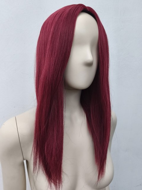 Peruka bordowa longbob do ramion bez grzywki cosplay czerwona PK164