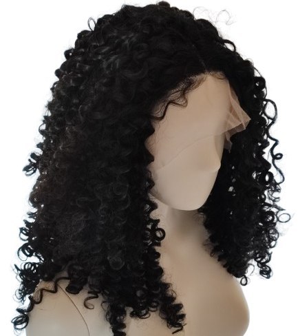 Peruka czarna lace front AFROLOKI czarne gęste loki termoodporna LF011
