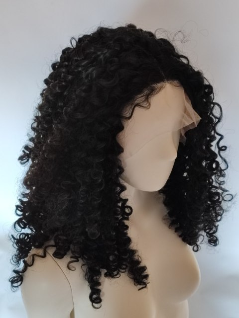 Peruka czarna lace front AFROLOKI czarne gęste loki termoodporna LF011