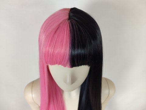 Peruka czarno różowa z prostą grzywką Draculaura cosplay Monster High PK108