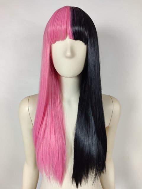 Peruka czarno różowa z prostą grzywką Draculaura cosplay Monster High PK108