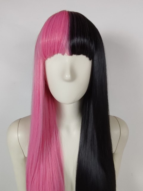 Peruka czarno różowa z prostą grzywką Draculaura cosplay Monster High PK108