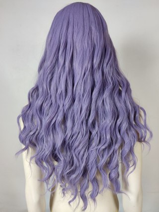 Peruka fale pastelowy fiolet z grzywką loki fioletowa pastel goth PK131