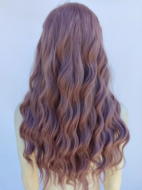 Peruka fale z prostą grzywką loki taro pastelowa pastel goth PK132