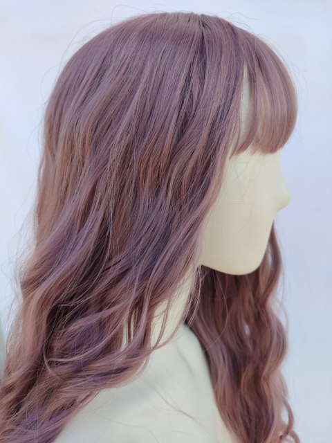 Peruka fale z prostą grzywką loki taro pastelowa pastel goth PK132