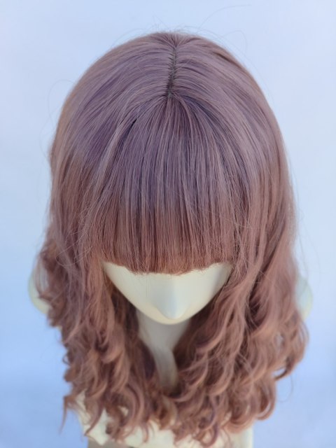 Peruka fale z prostą grzywką loki taro pastelowa pastel goth PK132