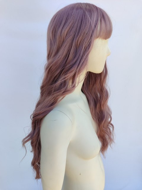 Peruka fale z prostą grzywką loki taro pastelowa pastel goth PK132