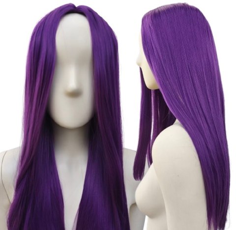 Peruka fioletowa bez grzywki z przedziałkiem prosta długa fiolet cosplay PK015