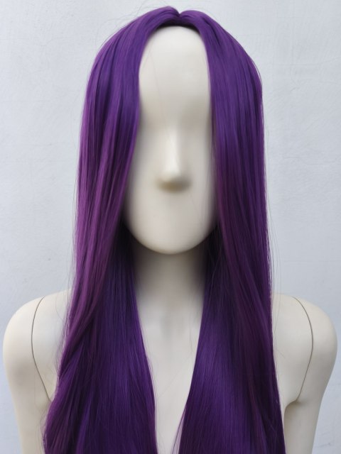 Peruka fioletowa bez grzywki z przedziałkiem prosta długa fiolet cosplay PK015