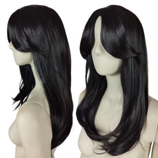 Peruka hebanowy ciemny brąz side bangs gęsta PK143