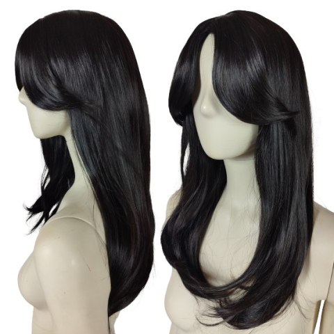 Peruka hebanowy ciemny brąz side bangs gęsta PK143