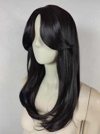 Peruka hebanowy ciemny brąz side bangs gęsta PK143