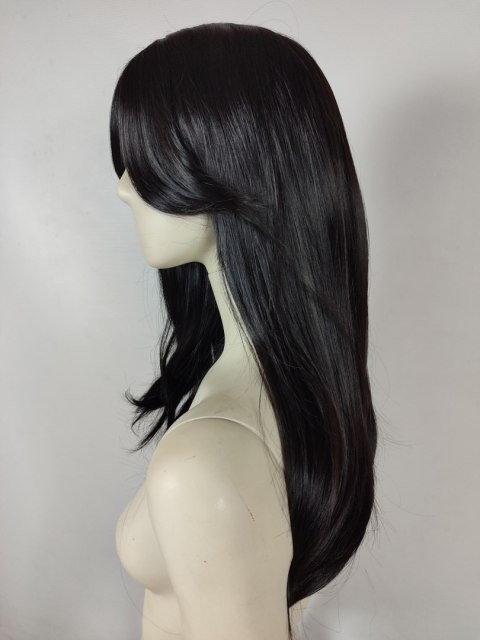 Peruka hebanowy ciemny brąz side bangs gęsta PK143