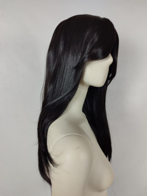 Peruka hebanowy ciemny brąz side bangs gęsta PK143