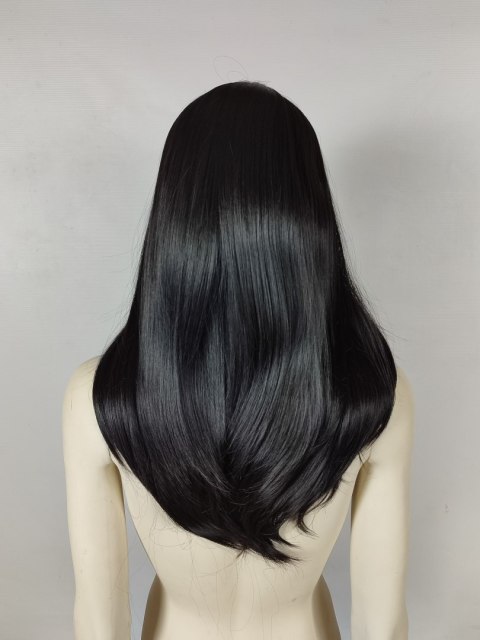 Peruka hebanowy ciemny brąz side bangs gęsta PK143